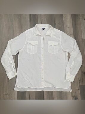 Patagonia White Sheer Lightweight Cotton Button Up Long Sleeve Hiking Outdoor Sh